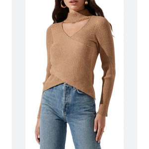 Astr Tan Ribbed Sweater